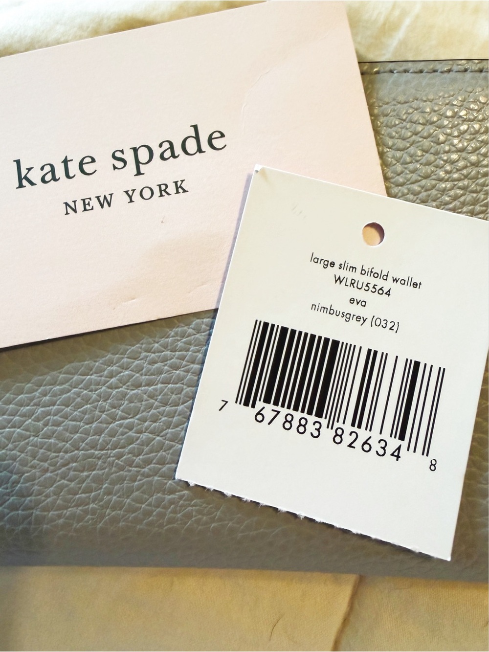 Kate Spade Grey Pebbled Large Slim Wallet with Burgundy Interor EUC with Tags - Picture 9 of 16
